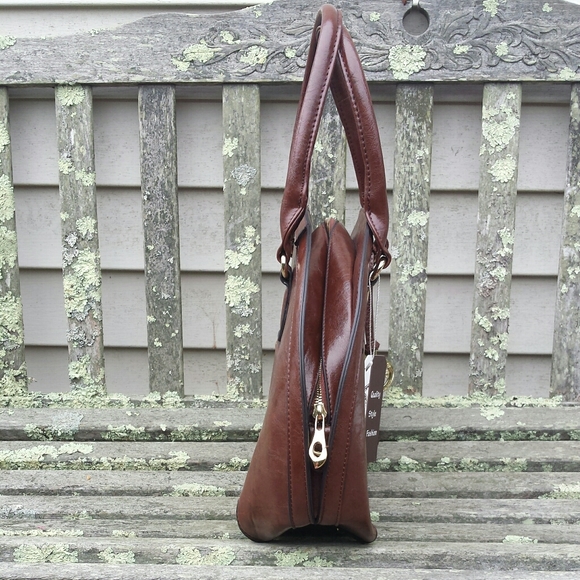 NWT Sorrentino Oval Structured Satchel Handbag With Punched Design - Picture 9 of 16